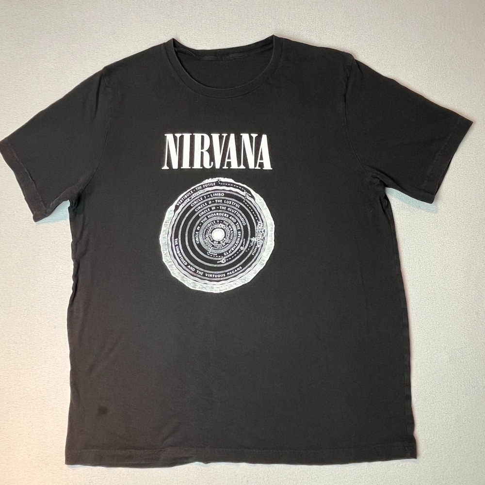 Nirvana Graphic T-Shirt Circles of Hell Dante's Inferno Black Band Tee Mens XL